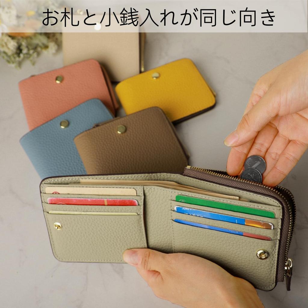MR FONE Mini Echtes Bifold Kompaktes Portemonnaie mit Münzfach RFID Beliebtes Damenportemonnaie, Leder, Geldbörse, Geldscheinclip, Anti-Skimming, Dünn, (Blau grau)