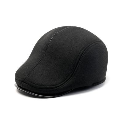 Hat Men's Beret Autumn and Winter New Woolen Ear Protector Peaked Cap Fleece Warm Cotton Hat Forward Hat