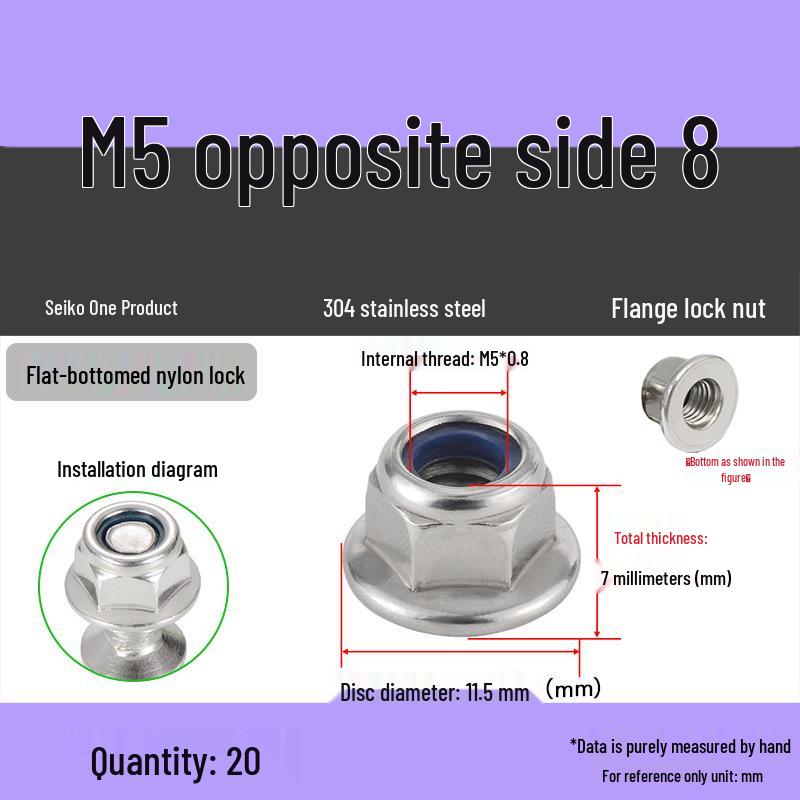 304 Stainless Steel Nylon Locking Flange Nut with Washer