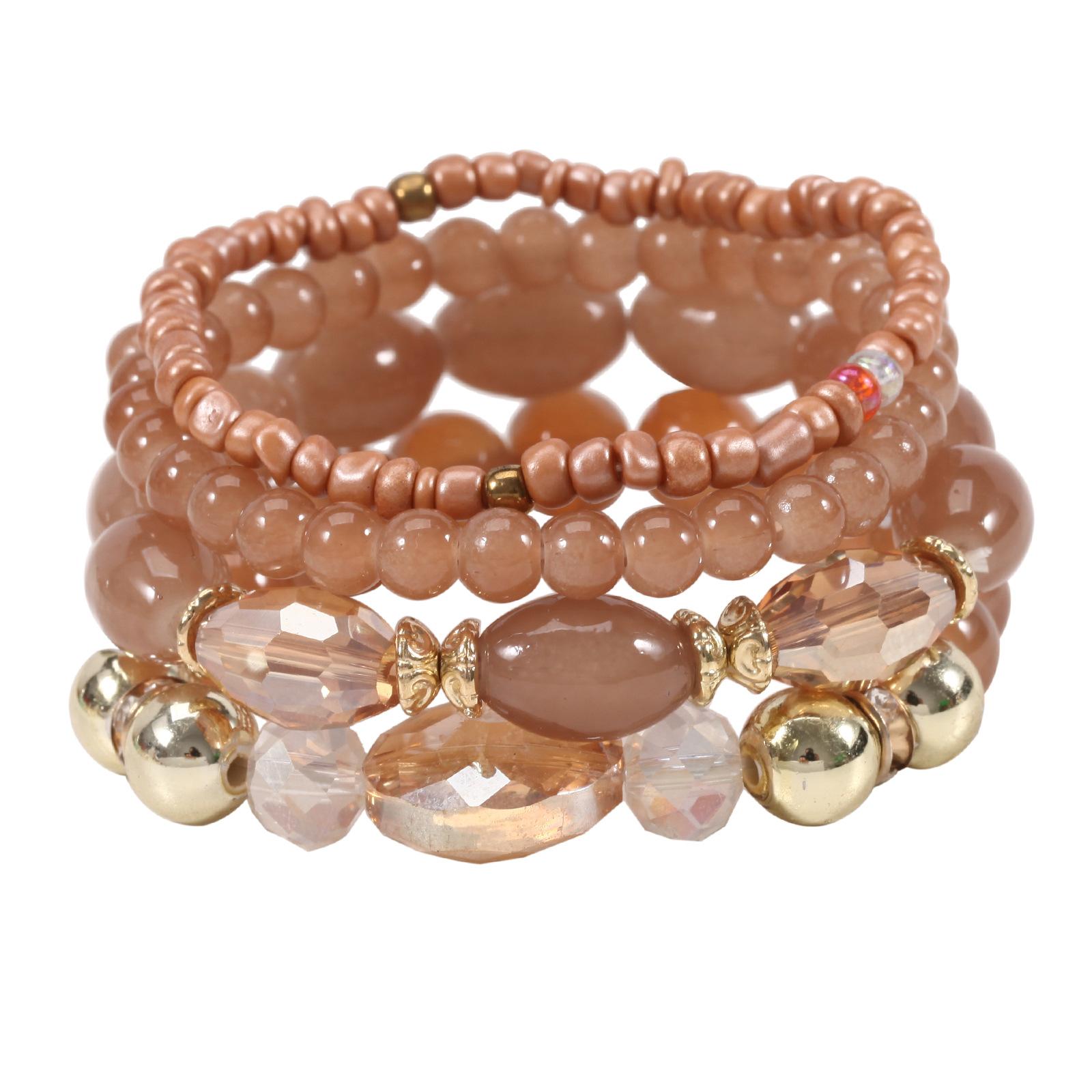 JYL TS Bracelet Bohemian Mardi Gras  Heart Beads Cultivates Love Coffee темный коралл