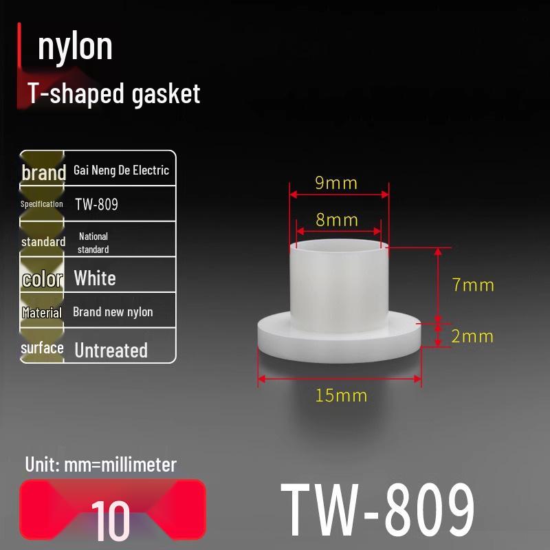 T-Shaped Nylon & Plastic Insulation Gasket, Screw Shaft Sleeve, M2-M35, Round Concave-Convex Design