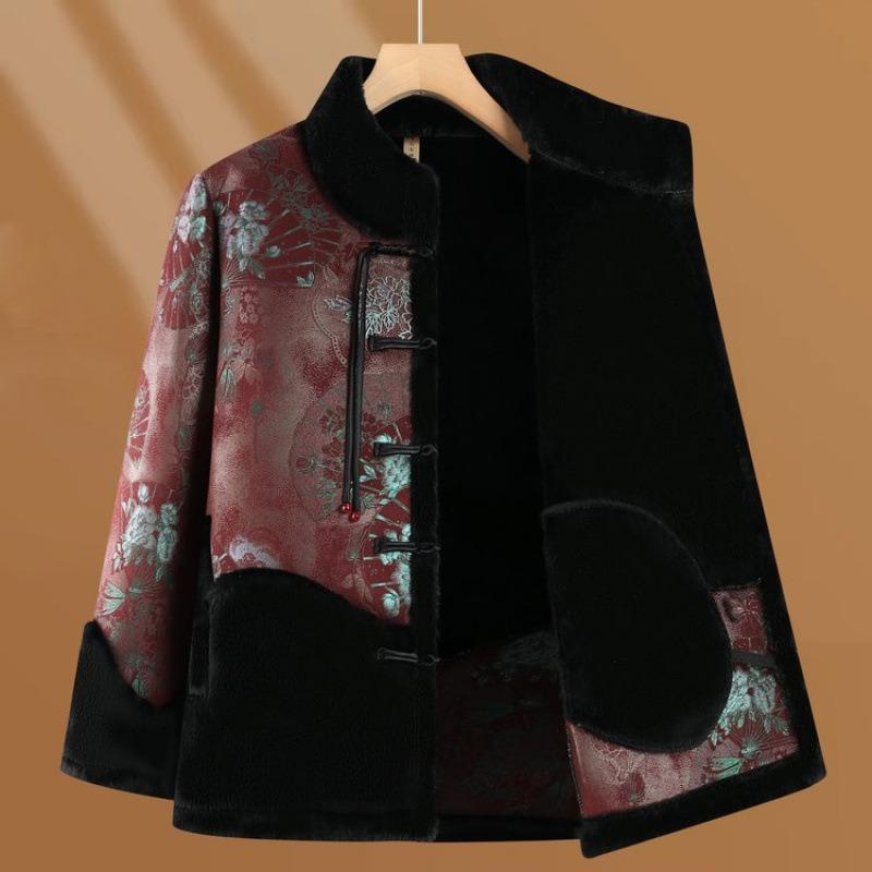 Winter Fur All-in-one Coat Coat Old Lady Fleece Warm Top Old Grandma Clothes Old Man Winter