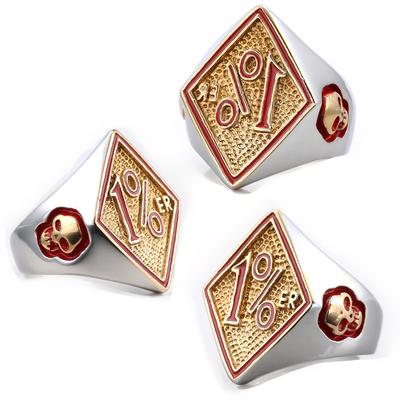 Personalisierter Herren Lokomotive Wind 1% Ring 316 Edelstahl Gold Herrenring