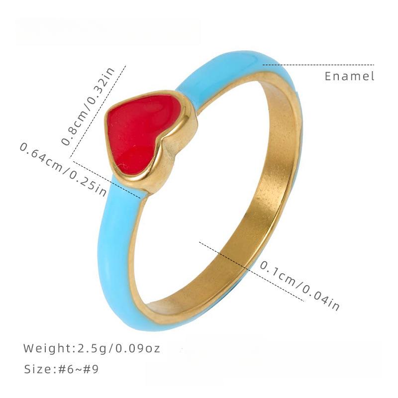 

Красное Кольцо с Глазурью-Подтеком Любви для Женщин с Высоким Чувством Не Выцветающее Кольцо Нержавеющая Сталь Вакуумное Напыление Ювелирные Изделия 6