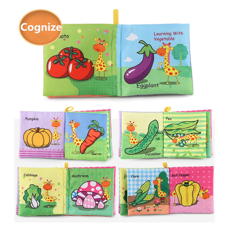 Baby Cloth Books Fruits Vegetable Animals Cognize Sensory Early Learning Educational Toys for Toddlers 0 12 Months English Books