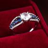 New Jewelry, Creative Hollowed-out Royal Blue Zircon Ring Women's Luxury Engagement Jewelry Straight