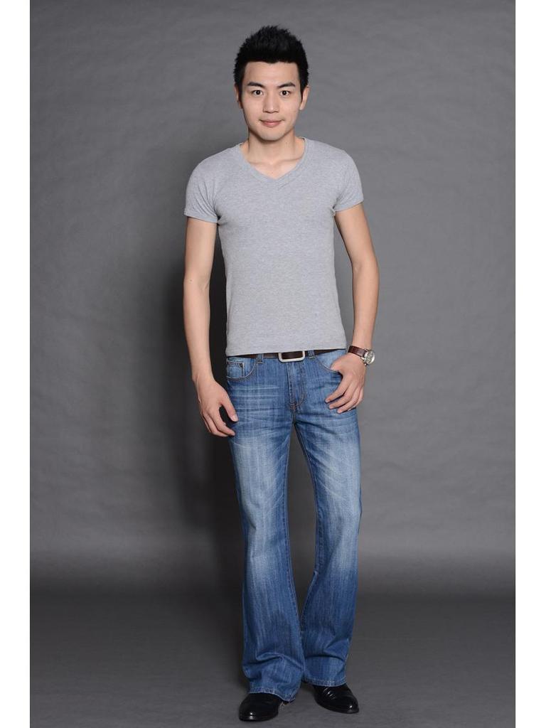 Men's Bell Bottom Wide Leg Jeans Pants