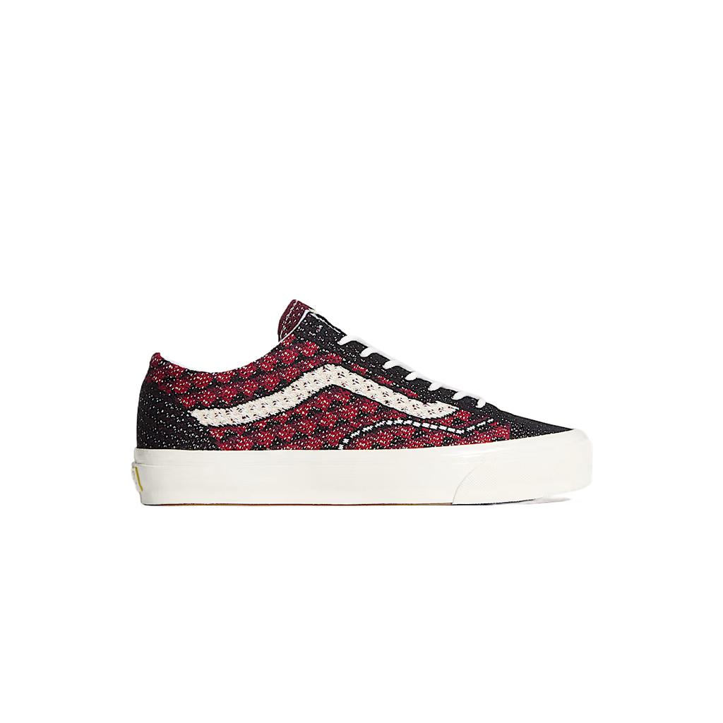 Vans Premium Old Skool Knit Pack - Geo Check Bordeaux Red Unisex Sneakers VN000EFKBRD