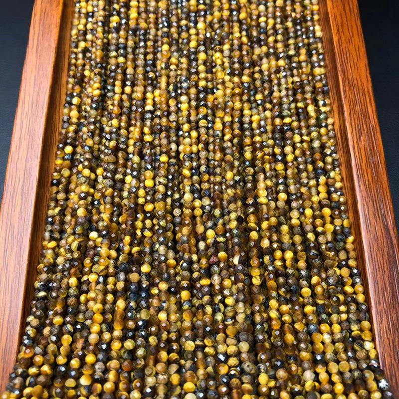Natürlicher Gelber Tigerauge Facettierte Runde Perlen 2-3mm - Halbfabrikate Lose Perlen für DIY Schmuck