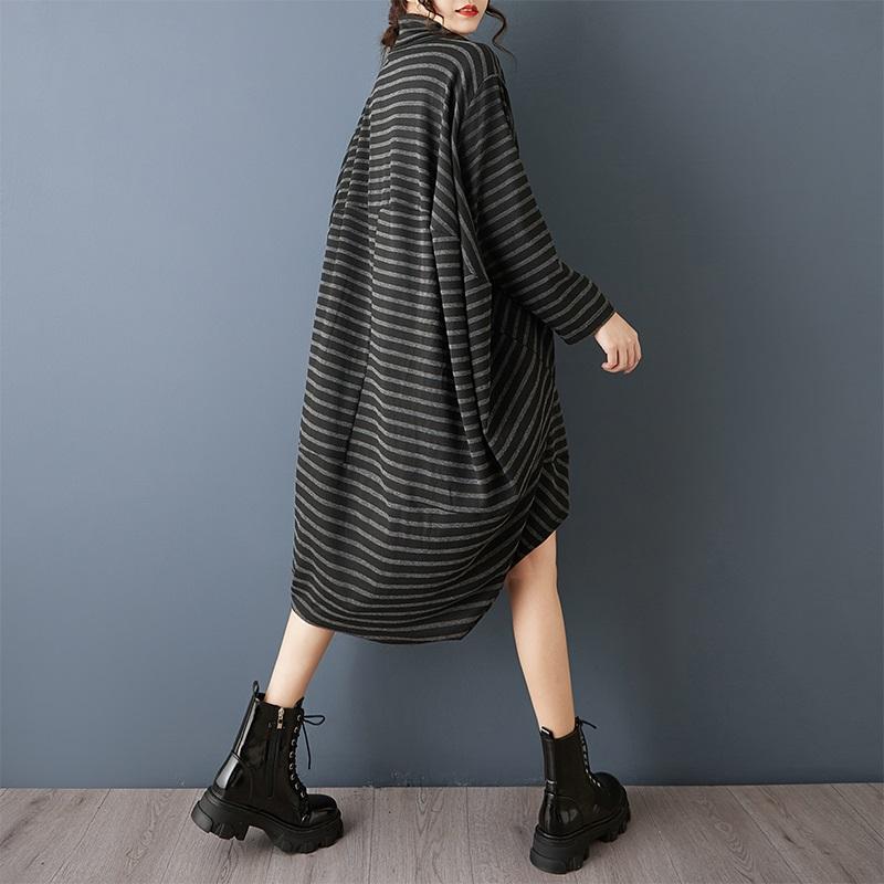 Long Sleeve Oversized Knitted Vintage Stripe New In Dresses for Women Casual Loose Spring Autumn Sweater Dress