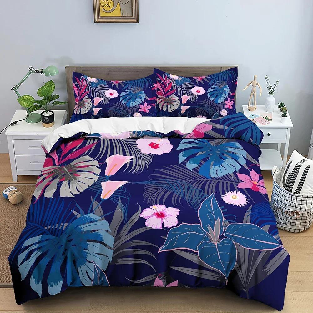 Leaves Duvet Cover Set 3D Flower Printed Bedding Set Comforter Cover With Pillowcase Single Twin King Queen Bedclothes