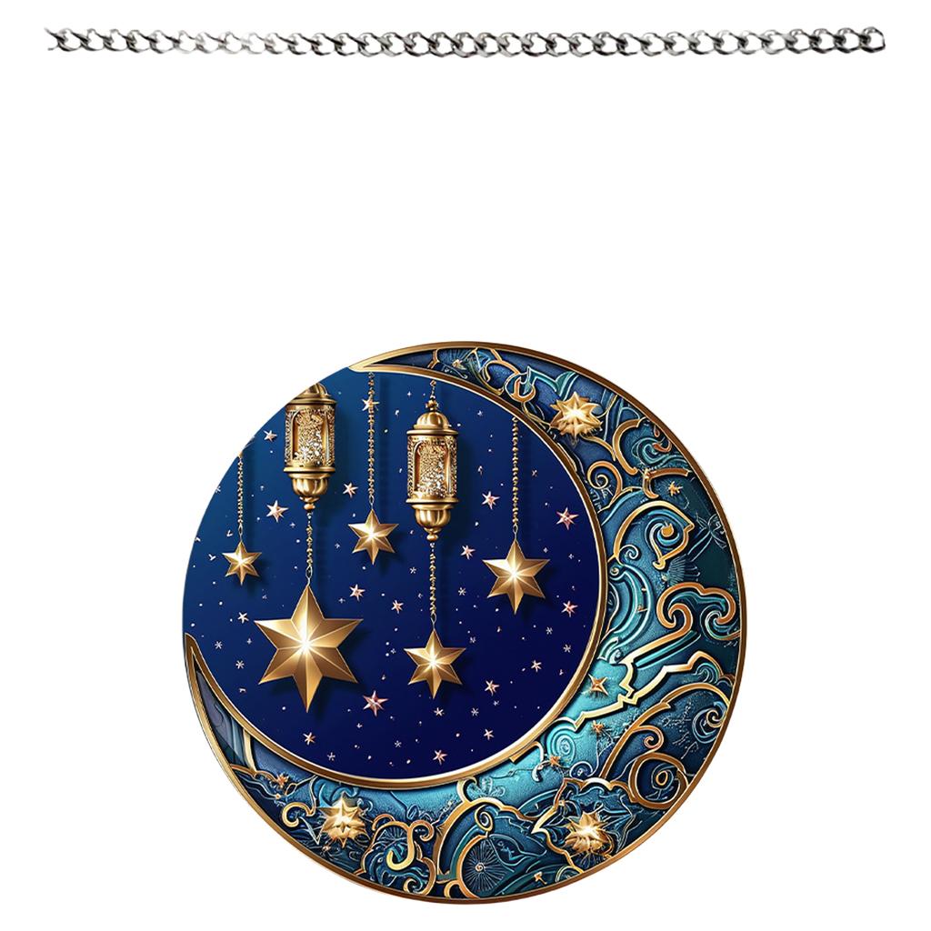 Vintage Acrylics Hanging Pendant with Metal Chain Moon Festival Decoration Easy to Install for Indoor and Outdoor Use