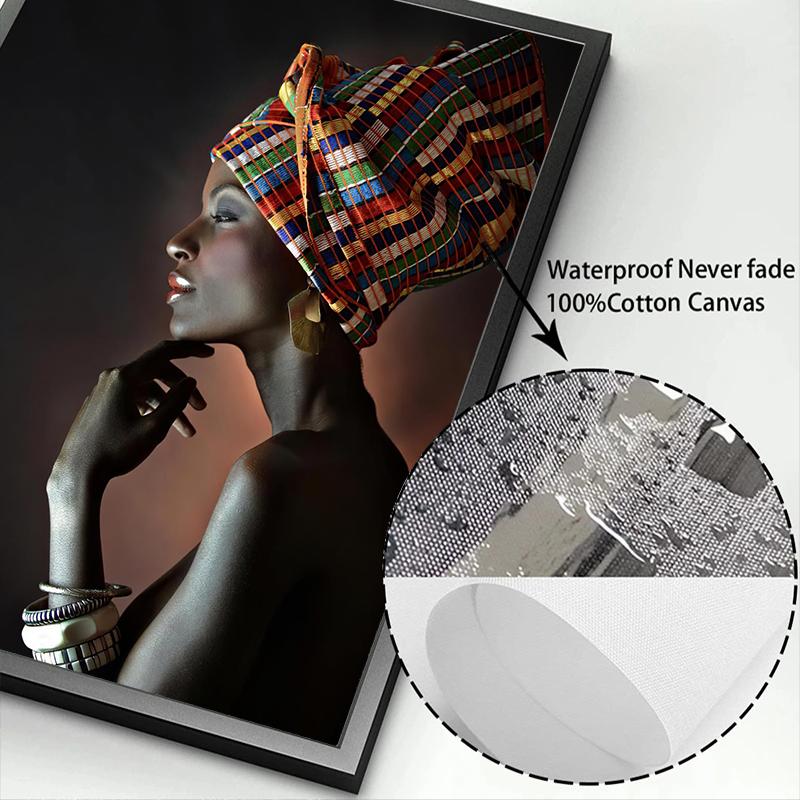 African Woman Indian Headband Portrait Canvas Painting Posters and Prints Scandinavian Wall Art Picture for Living Room