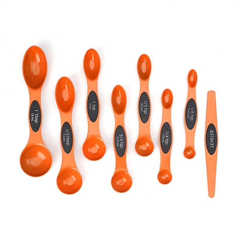 8Pcs Magnetic Suction Double Heads Baking Scale Measuring Spoon for Kitchen Measuring Dry Liquid Ingredients Rust Proof