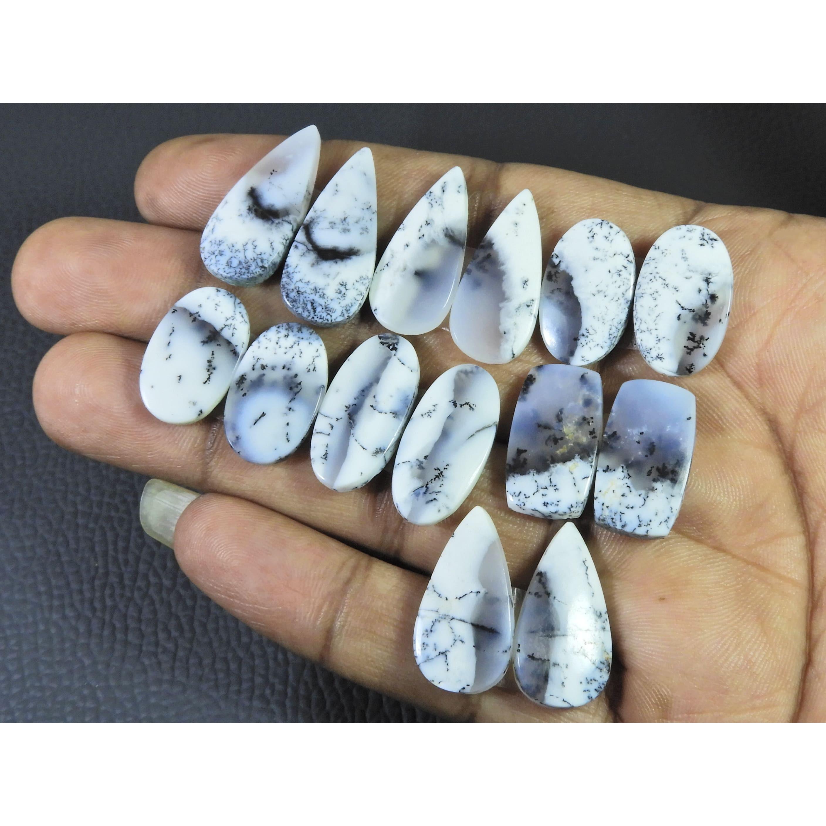 Natural Dendrite Opal Matched Pair Mix Cabachon Loose Gemstone 07 Pair Lot C-2775