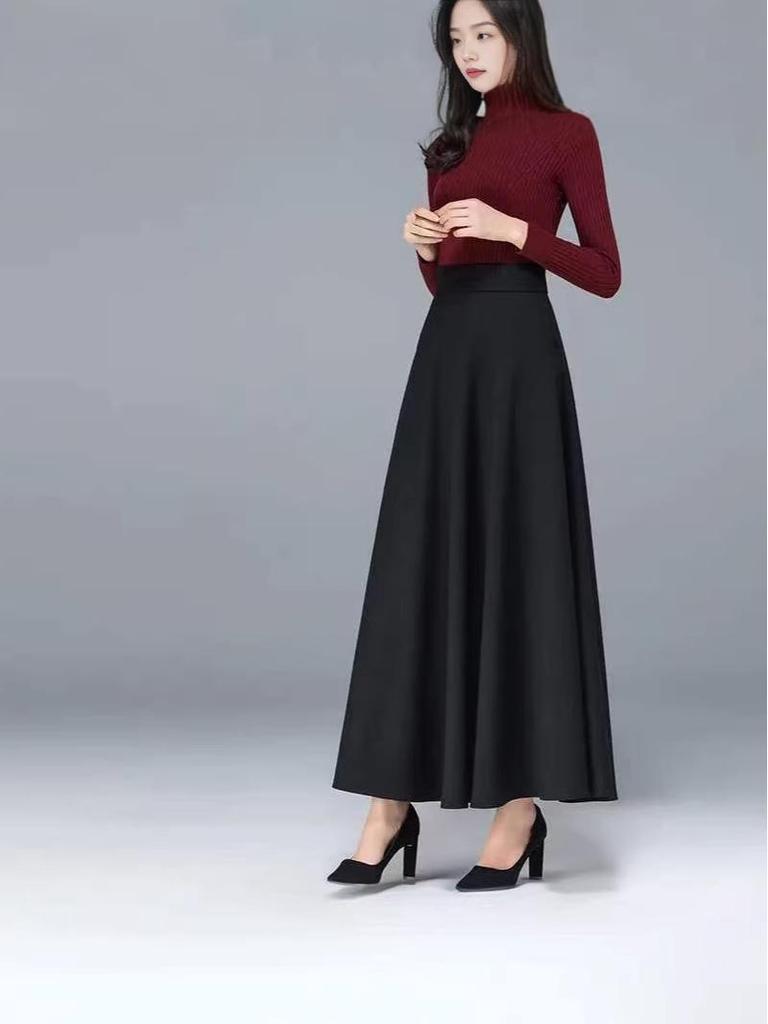 Plus Size A-Line Flowing Skirt – New Spring/Autumn Style for a Professional, Slimming Look