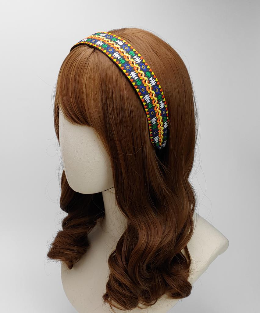 Maia Geometric Pattern Headband - Yellow