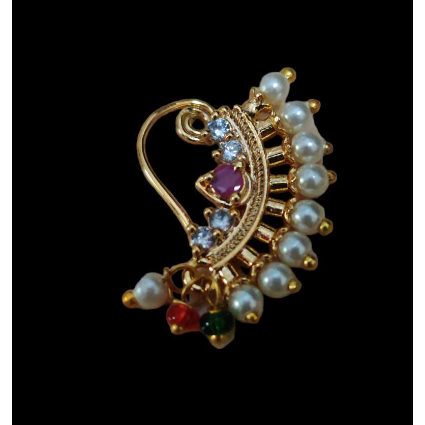 @ Beautiful Maharashtrian Design Nose Pin Without Piercing UKR685_60%OFF