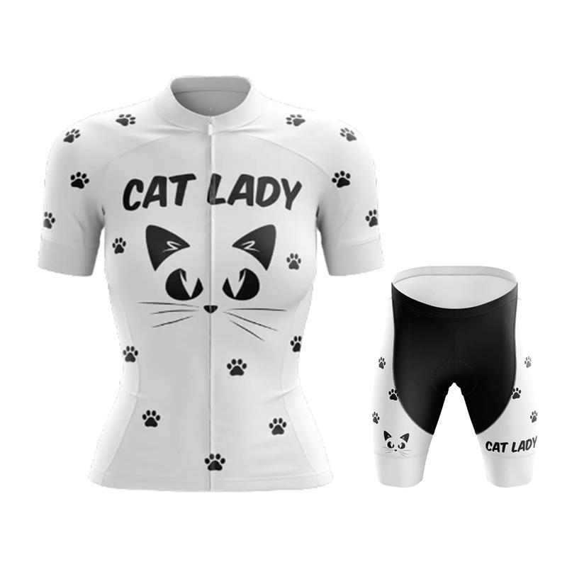Cartoon Cat Style Cycling Jersey Set 2026 Summer Women's Short Sleeve Road Bicycle Cycling Clothing Quick-dry Outdoor MTB Bike Racing Wear