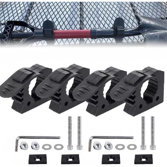 4 Pcs Quick-Release Rubber Clamps, Adjustable Mount Brackets for 1-1/5” to 1-4/7” Diameter Tools Fit for Trucks UTV ATV for Offroad 4X4 Parts