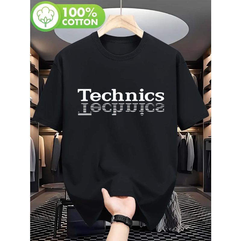 T-shirt Grafica Technics da Uomo - Maglietta alla Moda con Maniche Corte e Design Unico a Specchio, Perfetta per Abbigliamento Casual