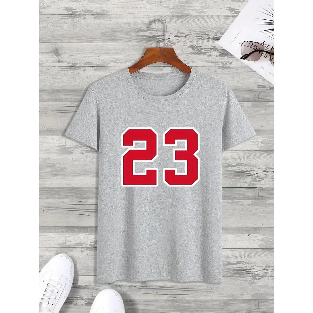 100% pure cotton men's summer loose size casual 23 printed comfortable and breathable round neck short sleeved T-shirt top