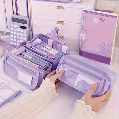 [Multifunktionales Federmäppchen] Großes multifunktionales Federmäppchen mit Schreibtisch-Organizer und Aufbewahrungsbox, perfekt für Studium und Arbeit