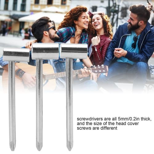 6.35mm Pipe Wrench, Hex Wrench, Rod Wrench for 7mm and 8mm Truss Rods, Wear-Resistant Neck Repair (Silver, 6.35mm + 8mm, 3-Pack)