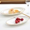 Taisun Nordic Złota Obrzeże Owalna Ceramiczna Talerz Ryba