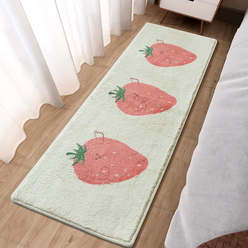 Bedroom Bed Rug Cartoon Ins Wind Bed In Front of Small Mat Living Room Room Long Oval Thick Bed Blanket