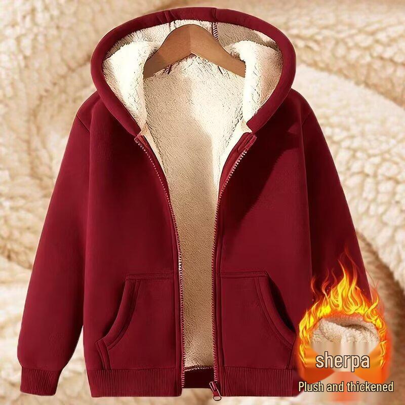 Herren Übergröße Fleece-gefütterter Lammwoll-Hoodie - Trendige Vielseitige Reißverschluss-Strickjacke für Herbst & Winter