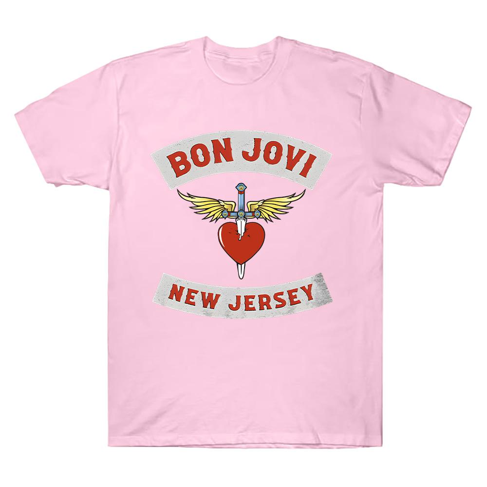 New Jersey Youth T-Shirt Bon Jovi Rock Punk Band Print TShirt Short Sleeve Hip Hop Tees Casual Loose Streetwear Cotton Tops Unisex Mens women clothes