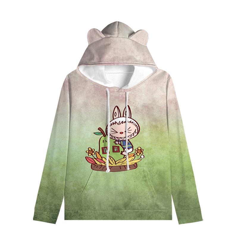 Labubu Pullover Kids Hoodie Sweatshirts Cat Ears Cartoon Sweatshirt Teens Boys Girls Cosplay Costume Hoodies