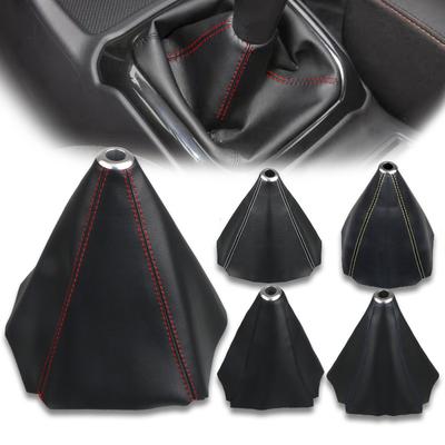 Universal JDM Car Gear Shift Knob Boot Cover Collar Leather Shifter Lever Cover With Red Stitching Fit For Most Car