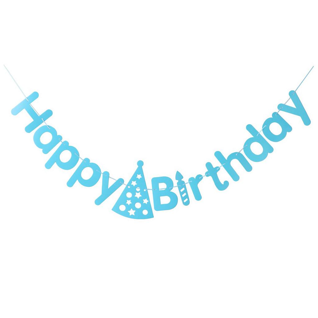 Colorful Hat Happy Birthday Banner Gold Silver Blue Hat Bithday Garlands Baby 1st 2nd 3rd Birthday Party Decoration