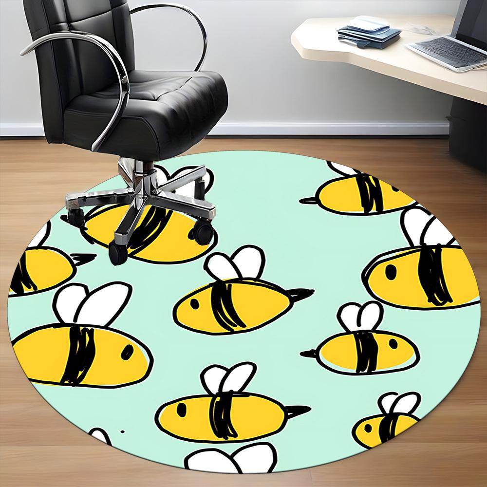 1pc Bee Print Chair Carpet for Office, Soft Flannel Throw Mat, Perfect for Office, Holiday Party Decoration Choice Yy260209050