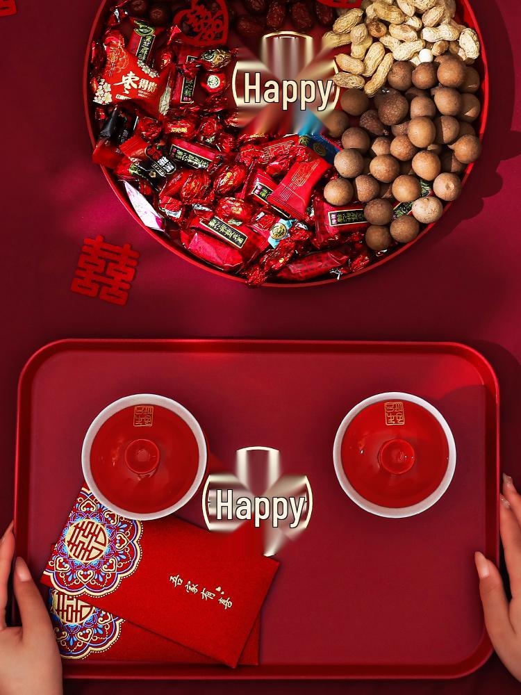 Red Festive Wedding Serving Tray for Fruit and Candy