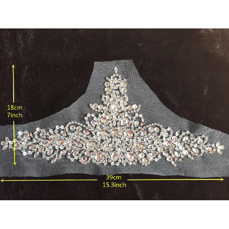 New Exquisite Pure Handmade Bright Crystal Patches Sew-on Rhinestones Applique with Stones Sequins Beads for Wedding Dress DIY Manual Accessories