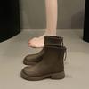 Simple Black British Style Platform Martin Boots Women's 2025 New Autumn and Winter Popular Thick Heel Casual Thin Short Boots