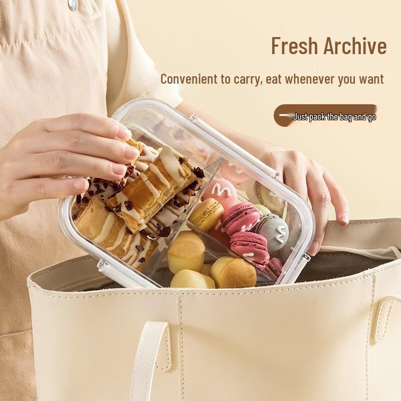 Cmaos 3-Grid Divided Transparent Food Storage Containers
