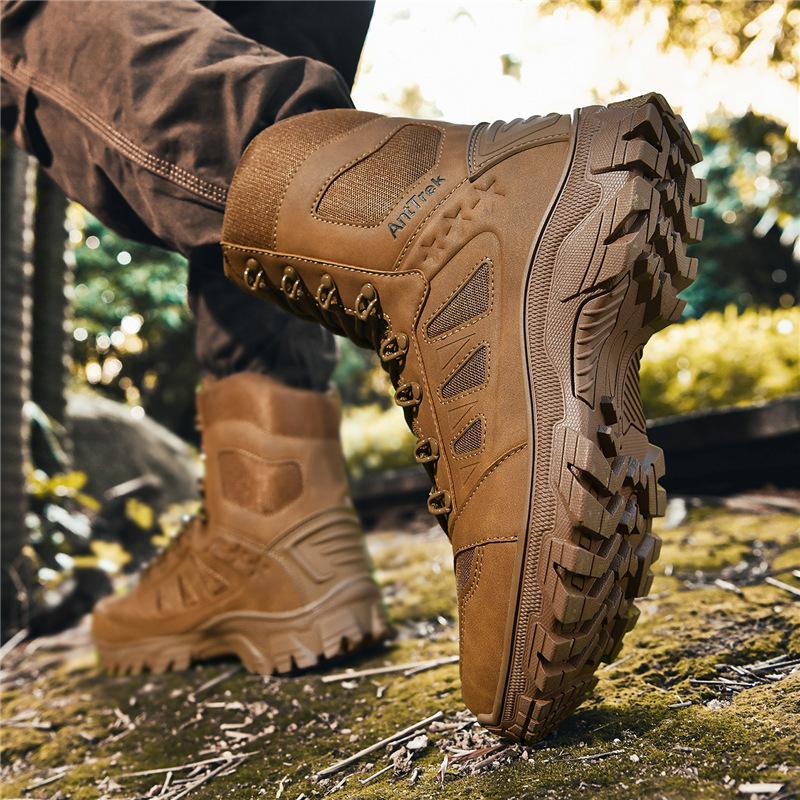 Popular direct sales new off-road training hiking combat comfortable wear-resistant thick-soled military boots hiking shoes