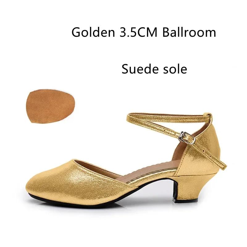 Zapatos Estándar para Mujer Nuevos Zapatos de Baile de Salón para Mujer con Perlas Punta Cerrada Zapatos de Salsa Suela Blanda de Goma Tacones Bajos para Danza Moderna