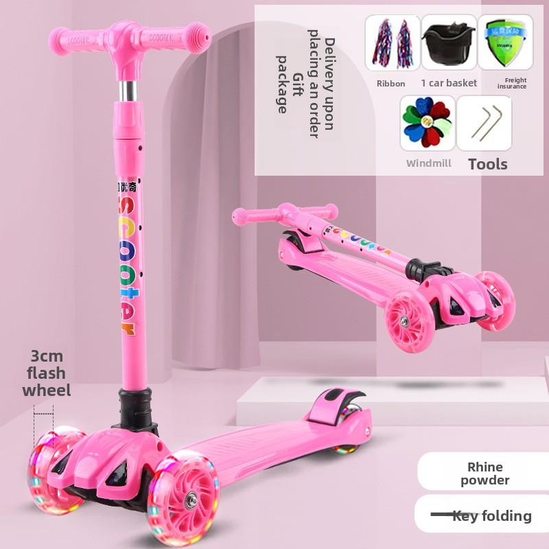 

Детский самокат-толкатель Кик-самокат Светящиеся колеса Регулируемая высота Детский самокат Наклонное управление 3-колесный самокат для детей 3-10 лет