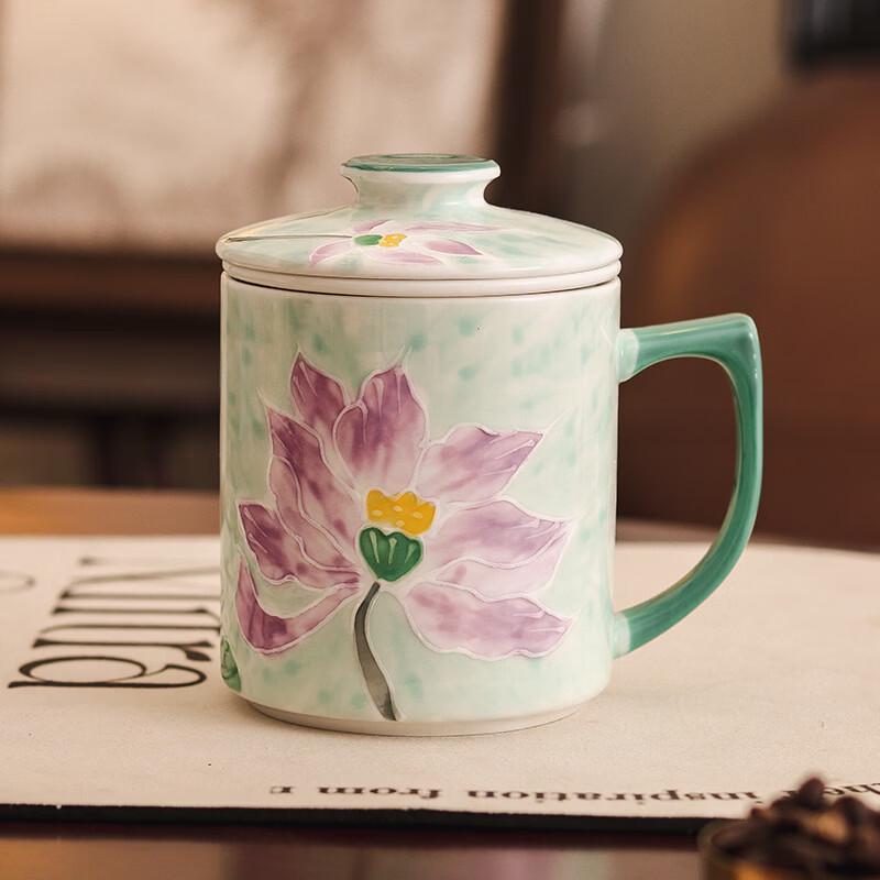 OLOEY Lotus Leaf Ceramic Tea Infuser Mug
