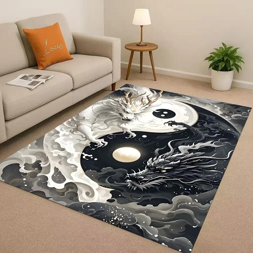 Yin Yang Chinese Tai Chi Natural Balance Art Living Room Non-Slip Area Rug Soft Carpet for Bedroom Sofa Home Decor Doormat