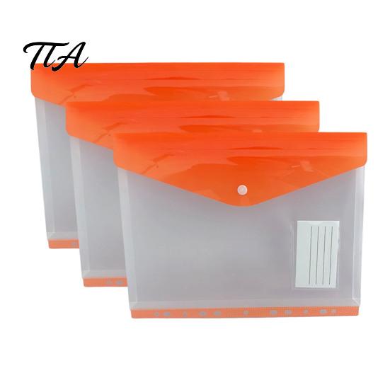 Snap Button Envelope 11 Hole Expanding File Pockets, Reusable PP Document Sleeves, Transparent Tear-resistant Bag Waterproof Organizer for Home Office