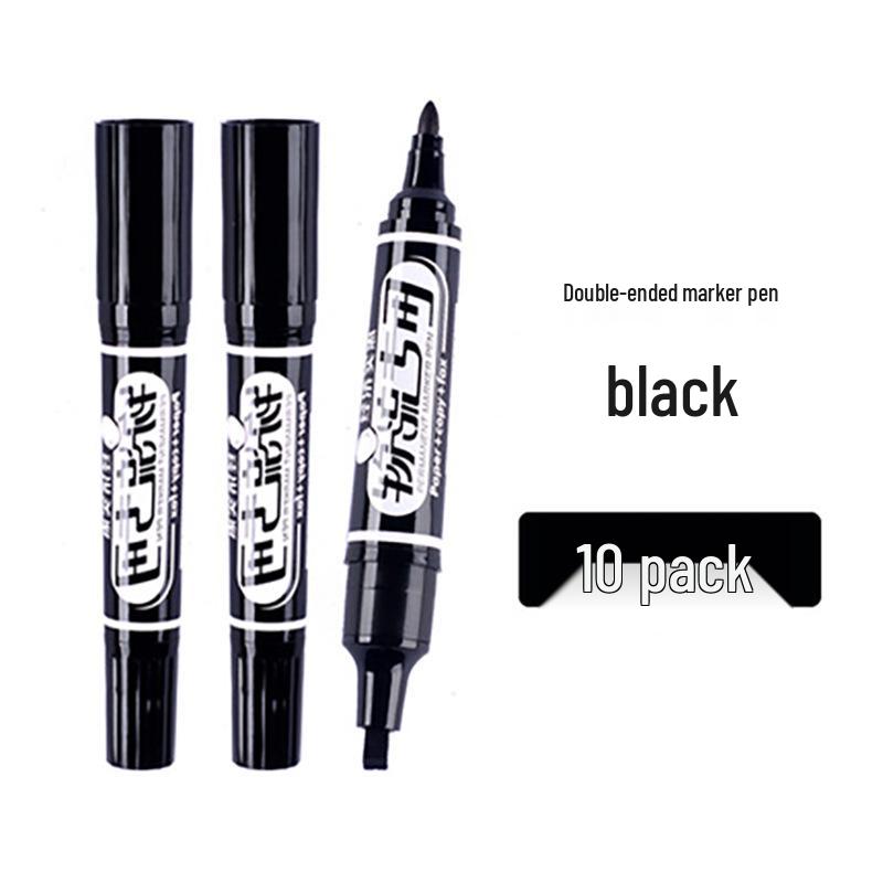 Dual-Tip Oil-Based Marker: Waterproof & Fade-Resistant, Thick & Thin Tips in Black, Red, Blue - Ideal for Logistics