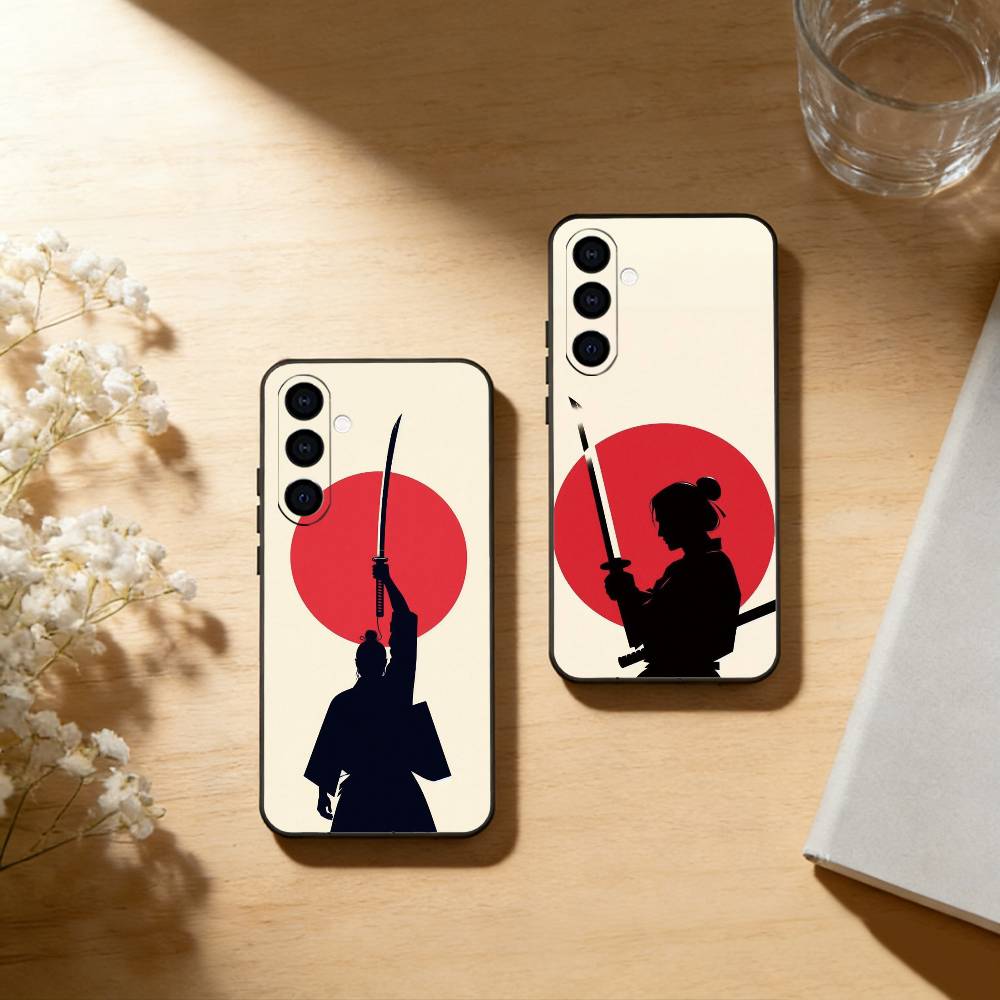 Japanese Bushido Samurai Phone Case Black Silicone Soft For Samsung Galaxy A73,A72,A71,A70,A53,A52,A51