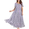 Women's Summer Beach MIDI Dress Comfortable Pleated Dress Casual Loose Floral Dress