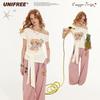 2026 Summer Cute Pet Print Off-Shoulder T-Shirt